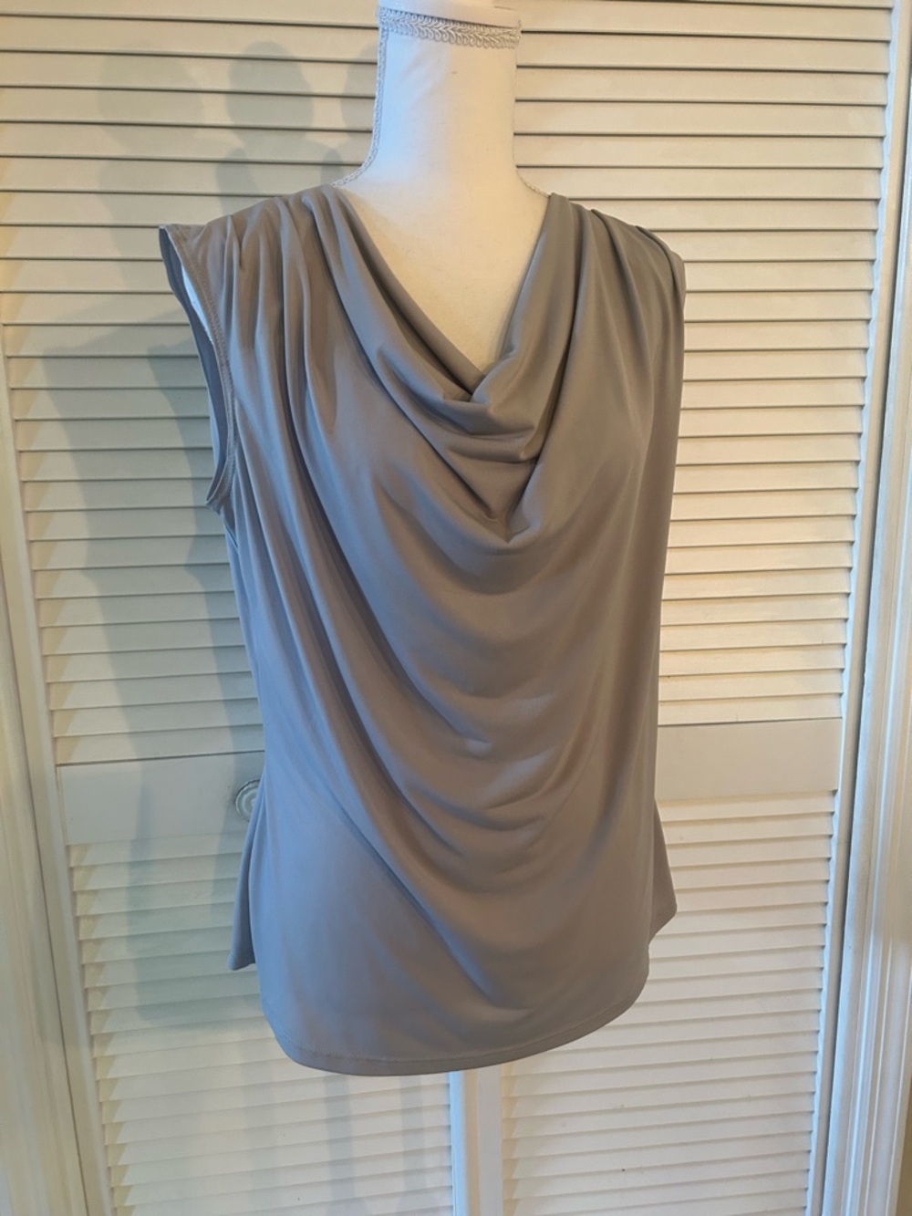 Jennie & Marlis Sleeveless Draped Cowl Neck Top - Gray